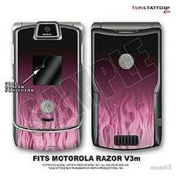 WraptorSkinz Motorola Razor (Razr) V3m Skin Fire Pink On Black Kit by