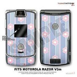 WraptorSkinz Motorola Razor (Razr) V3m Skin Flowers And Stripes Blue K