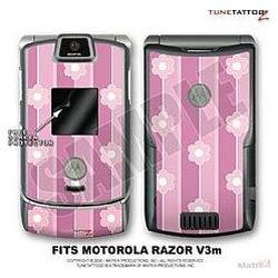 WraptorSkinz Motorola Razor (Razr) V3m Skin Flowers And Stripes Pink K