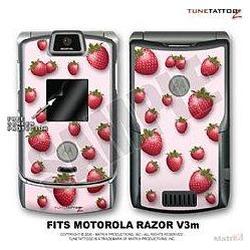 WraptorSkinz Motorola Razor (Razr) V3m Skin Strawberries On Pink Kit b