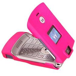 Wireless Emporium, Inc. Motorola V3 Razr Rubberized Protector Case w/Clip (Hot Pink)