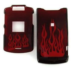 Wireless Emporium, Inc. Motorola V3xx Trans. Maroon w/Red Flame Snap-On Protector Case Facepla