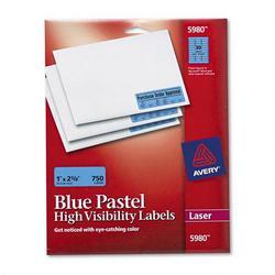 Avery-Dennison Neon Laser Labels, Rectangle, 1 x2-5/8 , 750/Pack, Blue (AVE05980)