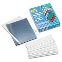 C-Line Products, Inc. No-Punch Report Covers for 11x8-1/2 Sheets, 50 Clear Covers & 50 White Bars/Box (CLI32557)