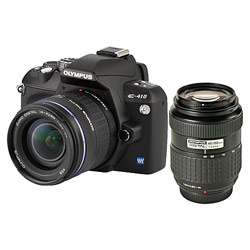 Olympus EVOLT E-410 Digital Camera w/ 14-42mm and 40-150 Lens