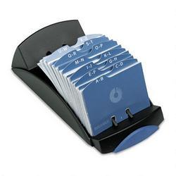 Eldon Office Products Open-Style Business Card File, 200-Card Capacity, 100 Sleeves, Black (ROL67186)