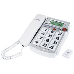 JWIN jWIN JT-P551 Caller ID Phone (FSK / DTMF) With 2.4GHz Wireless Emergency Remote Control - 1 x Phone Line(s) - White