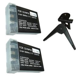 HQRP 2-Pack Premium Battery for Olympus Stylus 300, 400, 410, 500, 600, 800, 810, 1000 + Tripod
