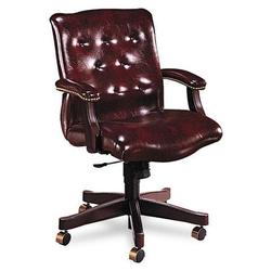 HON 6540 Series Executive Mid Back Swivel Chair with Burgundy Vinyl Upholstery