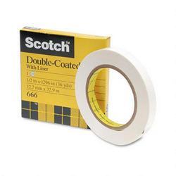3M 666 Double Sided Film Tape with Liner, 1/2 x 1296 , 3 Core