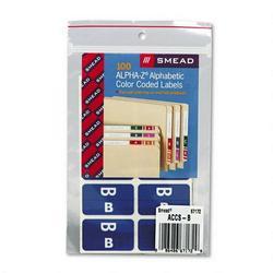 Smead Manufacturing Co. Alpha Z® Color Coded Labels, Second Letter, Dark Blue, Letter B, 100/Pack