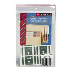 Smead Manufacturing Co. Alpha Z® Color Coded Labels, Second Letter, Gray, Letter T, 100/Pack