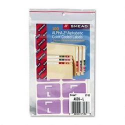 Smead Manufacturing Co. Alpha Z® Color Coded Labels, Second Letter, Lavender, Letter L, 100/Pack