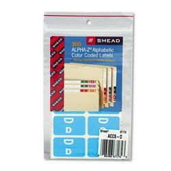 Smead Manufacturing Co. Alpha Z® Color Coded Labels, Second Letter, Light Blue, Letter D, 100/Pack