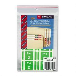 Smead Manufacturing Co. Alpha Z® Color Coded Labels, Second Letter, Light Green, Letter Z, 100/Pack