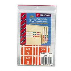 Smead Manufacturing Co. Alpha Z® Color Coded Labels, Second Letter, Orange, Letter S, 100/Pack