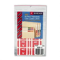 Smead Manufacturing Co. Alpha Z® Color Coded Labels, Second Letter, Pink, Letter V, 100/Pack