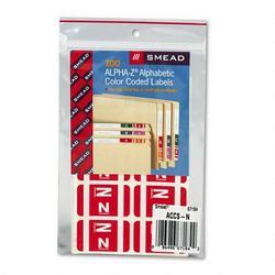 Smead Manufacturing Co. Alpha Z® Color Coded Labels, Second Letter, Red, Letter N, 100/Pack