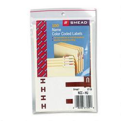 Smead Manufacturing Co. Alpha Z® Color Coded Name Labels, First Letter, Dark Brown, Letters H&U, 100/Pack