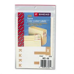 Smead Manufacturing Co. Alpha Z® Color Coded Name Labels, First Letter, Light Brown, Letters K&X, 100/Pack