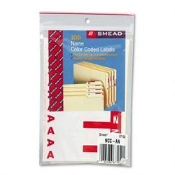 Smead Manufacturing Co. Alpha Z® Color Coded Name Labels, First Letter, Red, Letters A&N, 100/Pack
