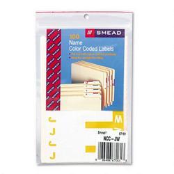Smead Manufacturing Co. Alpha Z® Color Coded Name Labels, First Letter, Yellow, Letters J&W, 100/Pack