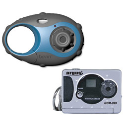VISIONTEK Argus 5MP Blue Bean Camera 16MB 1.5 LCD with FREE Silver 640x480 Digital Keychain Camera 2MB Memory