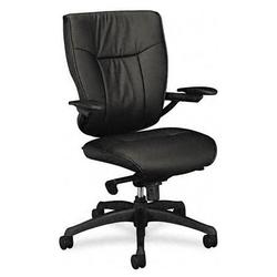 basyx Basyx VL504 Series Mid Back Knee Tilt Chair With Black Leather Upholstery