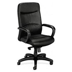 basyx Basyx VL680 Series Executive High Back Chair With Black Leather Upholstery