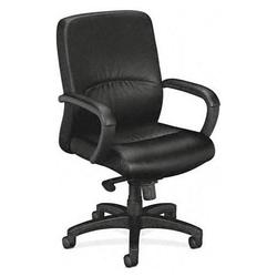 basyx Basyx VL680 Series Managerial Mid Back Chair With Black Leather Upholstery