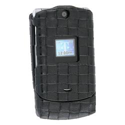 Eforcity Black Clip-on Leather Case for Motorola V3/ V3m, Mini Seatbelt Style by Eforcity