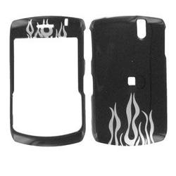 Wireless Emporium, Inc. Blackberry Curve 8330 Black w/Silver Flame Snap-On Protector Case Faceplate