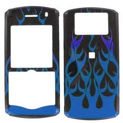 Wireless Emporium, Inc. Blackberry Pearl 8110/8120/8130 Black w/Blue Flame Snap-On Protector Case Faceplate