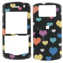 Wireless Emporium, Inc. Blackberry Pearl 8110/8120/8130 Black w/Color Hearts Snap-On Protector Case Faceplate