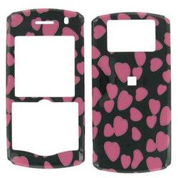 Wireless Emporium, Inc. Blackberry Pearl 8110/8120/8130 Black w/Pink Hearts Snap-On Protector Case Faceplate