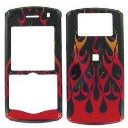 Wireless Emporium, Inc. Blackberry Pearl 8110/8120/8130 Black w/Red Flame Snap-On Protector Case Faceplate