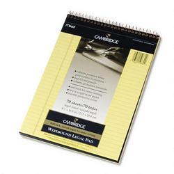 Mead Products Cambridge® Premium Wirebound Legal Pad, 8 1/2 x 11 3/4, Canary, 70 Sheets