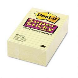 3M Canary Yellow Super Sticky Notes, 4 x 6, Lined, Five 90 Sheet Pads/Pack