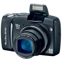 Canon PowerShot SX110 IS Digital Camera - Black - 9 Megapixel - 16:9 - 10x Optical Zoom - 4x Digital Zoom - 3 Active Matrix TFT Color LCD - 32MB Secure Digital