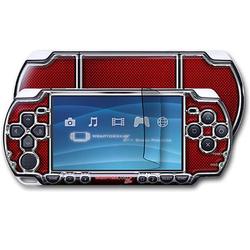 WraptorSkinz Carbon Fiber Red and Chrome Skin and Screen Protector Kit fits Sony PSP Slim