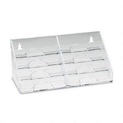 RubberMaid Clear Acrylic 8 Pkt Wall/Desk Bus. Card Holder, 60 Cards/Packt, 8wx3 3/4dx3 7/8h