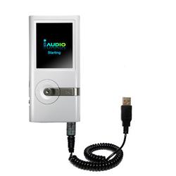 Gomadic Coiled Power Hot Sync and Charge USB Data Cable w/ Tip Exchange for the Cowon iAudio U5 - Br