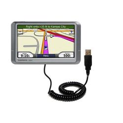 Gomadic Coiled Power Hot Sync and Charge USB Data Cable w/ Tip Exchange for the Garmin Nuvi 205 - Br