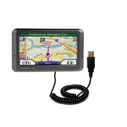 Gomadic Coiled Power Hot Sync and Charge USB Data Cable w/ Tip Exchange for the Garmin Nuvi 770 - Br