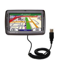 Gomadic Coiled Power Hot Sync and Charge USB Data Cable w/ Tip Exchange for the Garmin Nuvi 860 - Br