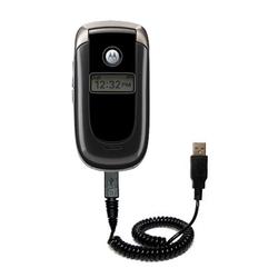 Gomadic Coiled Power Hot Sync and Charge USB Data Cable w/ Tip Exchange for the Motorola V197 - Bran