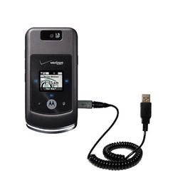 Gomadic Coiled Power Hot Sync and Charge USB Data Cable w/ Tip Exchange for the Motorola W755 - Bran