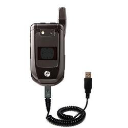 Gomadic Coiled Power Hot Sync and Charge USB Data Cable w/ Tip Exchange for the Motorola i876 - Bran