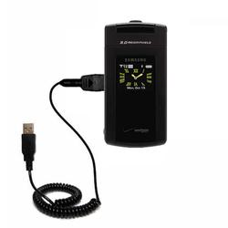 Gomadic Coiled Power Hot Sync and Charge USB Data Cable w/ Tip Exchange for the Samsung Flipshot - B