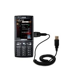 Gomadic Coiled Power Hot Sync and Charge USB Data Cable w/ Tip Exchange for the Samsung SGH-i550 - B